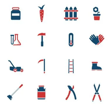 Garden tools simply icons Stock Illustration