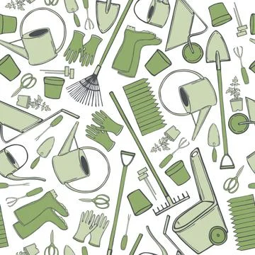 Garden tools. Vector pattern Illustrazione stock
