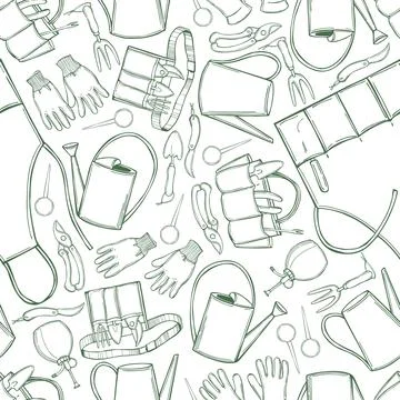 Garden tools. Vector pattern. Stock Illustration