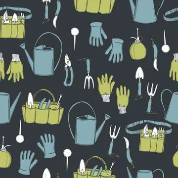 Garden tools. Vector pattern. Stock Illustration