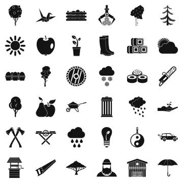 Garden tree icons set, simple style Stockillustratie