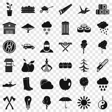 Garden tree icons set, simple style Stockillustratie