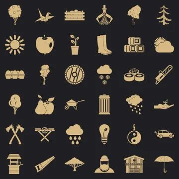 Garden tree icons set, simple style Stockillustratie