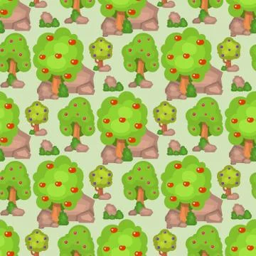 Garden trees vector flowers grass game park elements illustration nature forest Ilustración de archivo