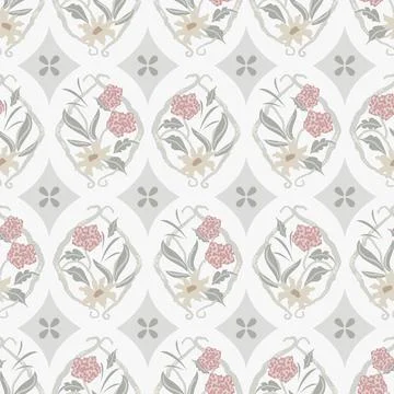 Garden Trellis Medallion seamless pattern background. 스톡 일러스트