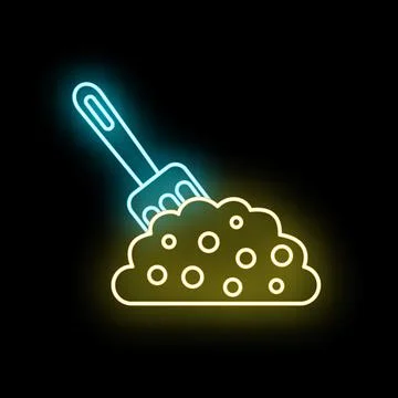 Garden trowel digging soil neon glowing icon Stock Illustration
