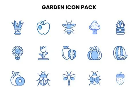 Garden Two Colour Graphics Icons Pack Stock Illustration