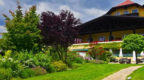 In the garden of typical alpine house. Stock-Footage 28110086