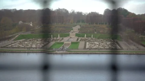 Garden. View of the green park from the window. Video stock 260853231
