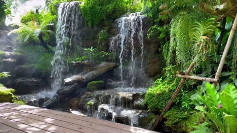 The garden view of the waterfall Vídeos de archivo 211253490