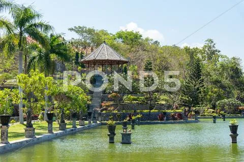 Garden water castle, water castle Abang seaside in the region Karangasem, Bali Stock Photos