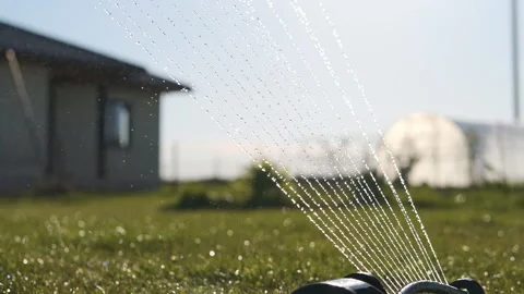 The garden is watered. Slow motion. Stock Footage 154404600