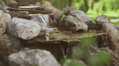 Garden with waterfall 2 Stock Footage 56030729