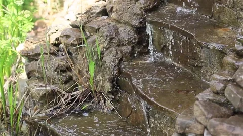 Garden waterfall Stock Footage 52683568