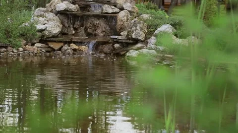 Garden with waterfall Stock Footage 56030722