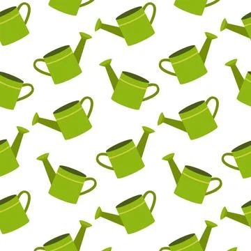 Garden watering can seamless pattern Stock Illustration