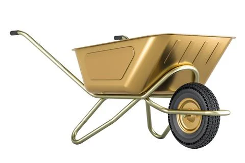 Garden wheelbarrow from copper, 3D rendering Ilustración de archivo