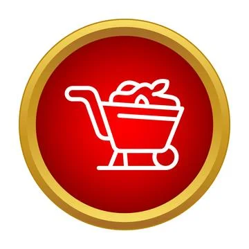 Garden wheelbarrow filled with soil flat icon design Stock Illustration