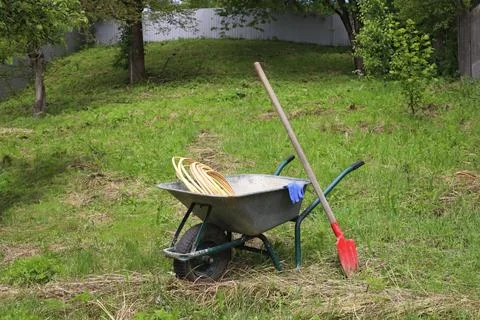 Garden wheelbarrow Stock Photos
