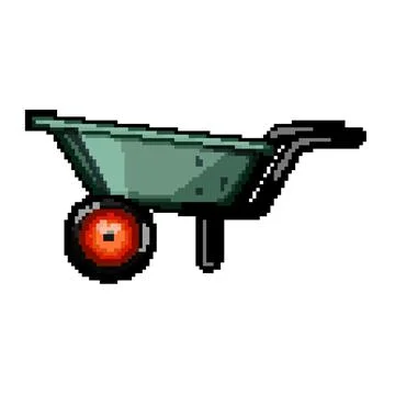 Garden wheelbarrow pixel art vector illustration Illustrazione stock