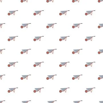 Garden wheelbarrow seamless pattern background Stock Illustration