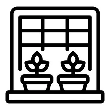 Garden on a windowsill icon outline vector. Window plant Stock Illustration