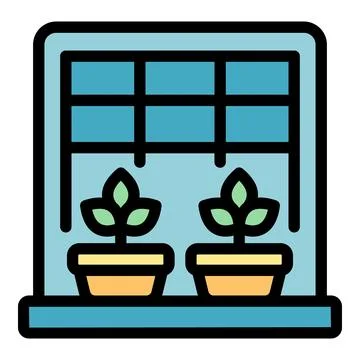 Garden on a windowsill icon vector flat Stock Illustration