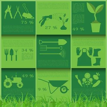 Garden work infographic elements. Working tools set. イラスト素材