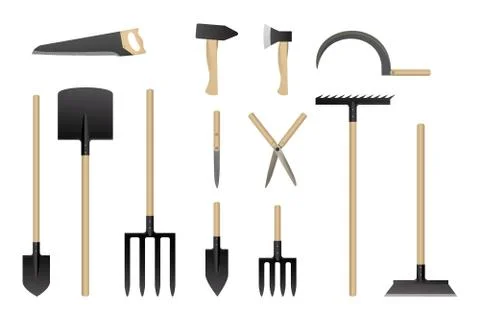 Garden work tools collection. Stock Illustration