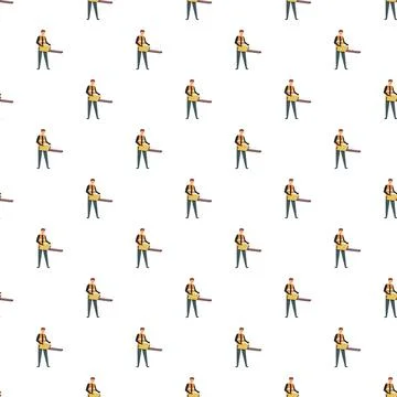Garden worker holding leaf blower seamless pattern 스톡 일러스트