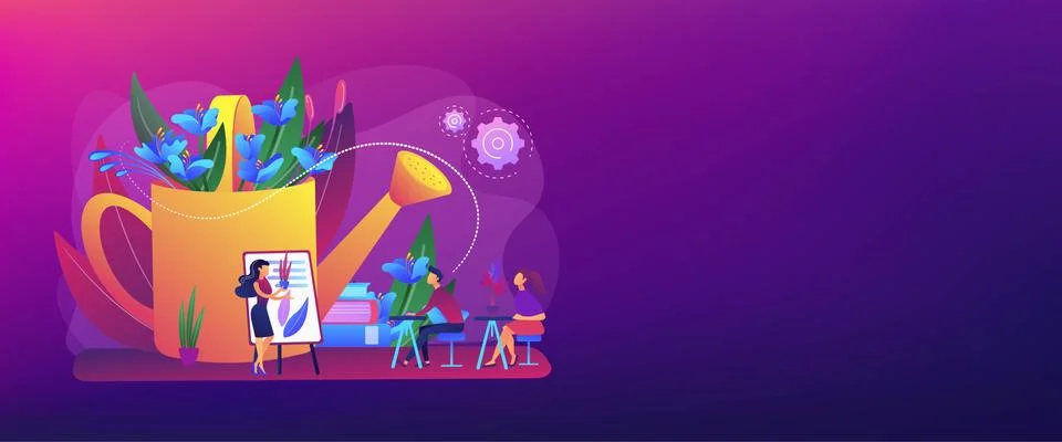 Garden workshop concept banner header Stock Illustration