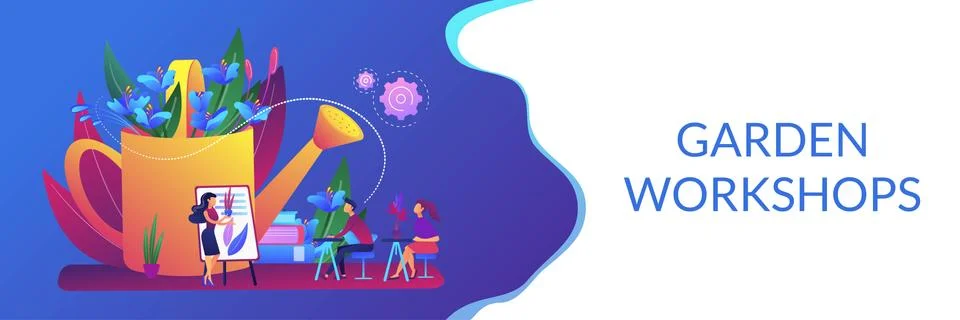 Garden workshop concept banner header Stock Illustration