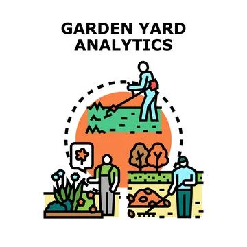 Garden yard analytics concept planning and managing outdoor space Stock Illustration