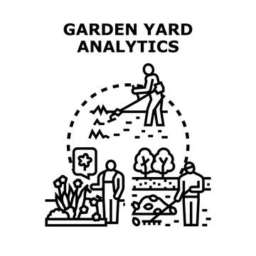 Garden yard analytics concept planning and managing outdoor space Stock Illustration