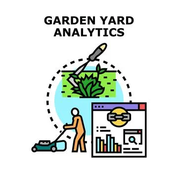 Garden yard analytics for landscape management concepts Stock Illustration