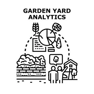 Garden yard analytics measuring plant growth and harvest data Illustrazione stock