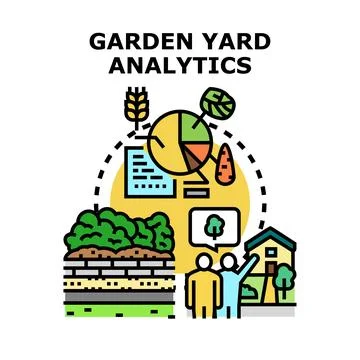 Garden yard analytics measuring plant growth and harvest data Stock Illustration