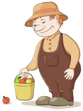 Gardener with apples Illustrazione stock