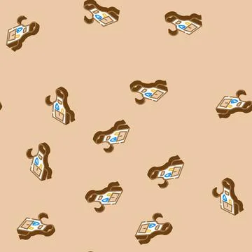 Gardener apron tool isometric icon seamless pattern Stock Illustration