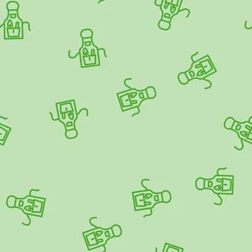Gardener apron tool line vector seamless pattern Stock Illustration