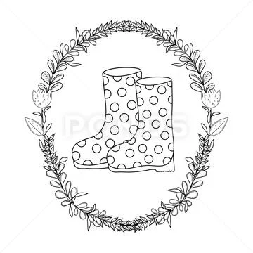Gardener boots rubber with wreath Stock Illustration