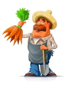Gardener with carrot and shovel Stock Illustration