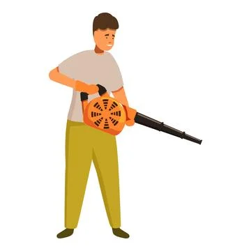Gardener cleaning using leaf blower, gardening tool, in the garden, modern .. Stock Illustration