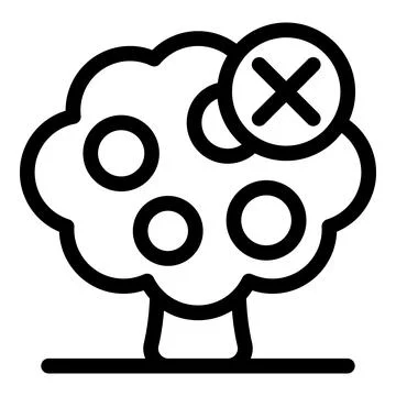 Gardener cutting down fruit tree with cross mark icon Stockillustratie