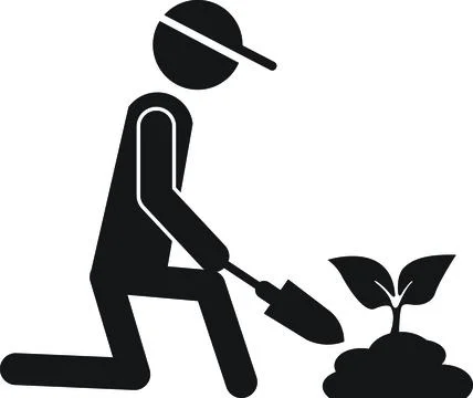 Gardener Digging Soil Stock Illustration
