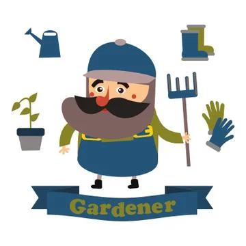 Gardener flat icons in vector format. Stock Illustration