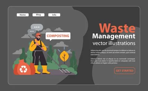 Gardener promotes composting. Flat vector illustration Stock Illustration
