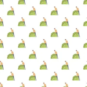 Gardener pruning a bush creating a seamless repetitive pattern illustrating.. Illustrazione stock