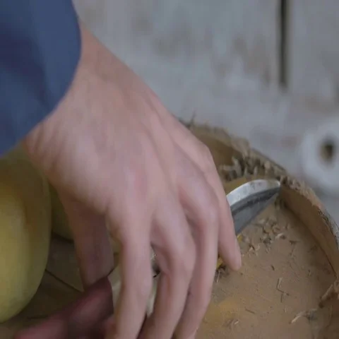 Gardener puts the shears on the table after work. The gardener takes care of the Stock-Footage 69673593
