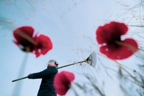 Gardener with rake Stock Photos